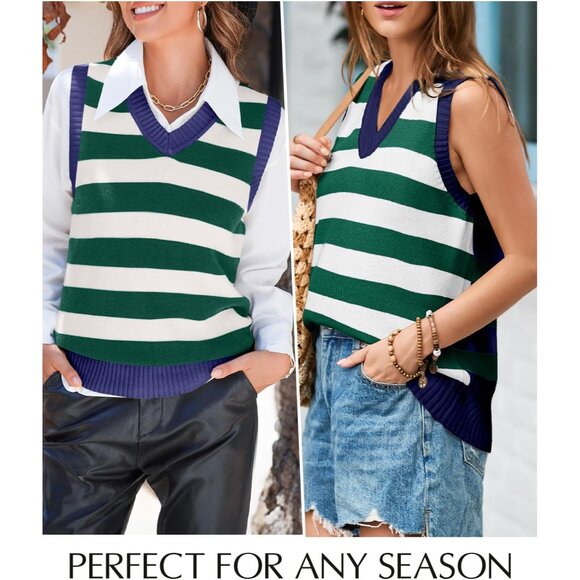 Women Sweater Vest V Neck Knit Sleeveless Tunic Casual Fall 2025 Outfits - Picture 2 of 5